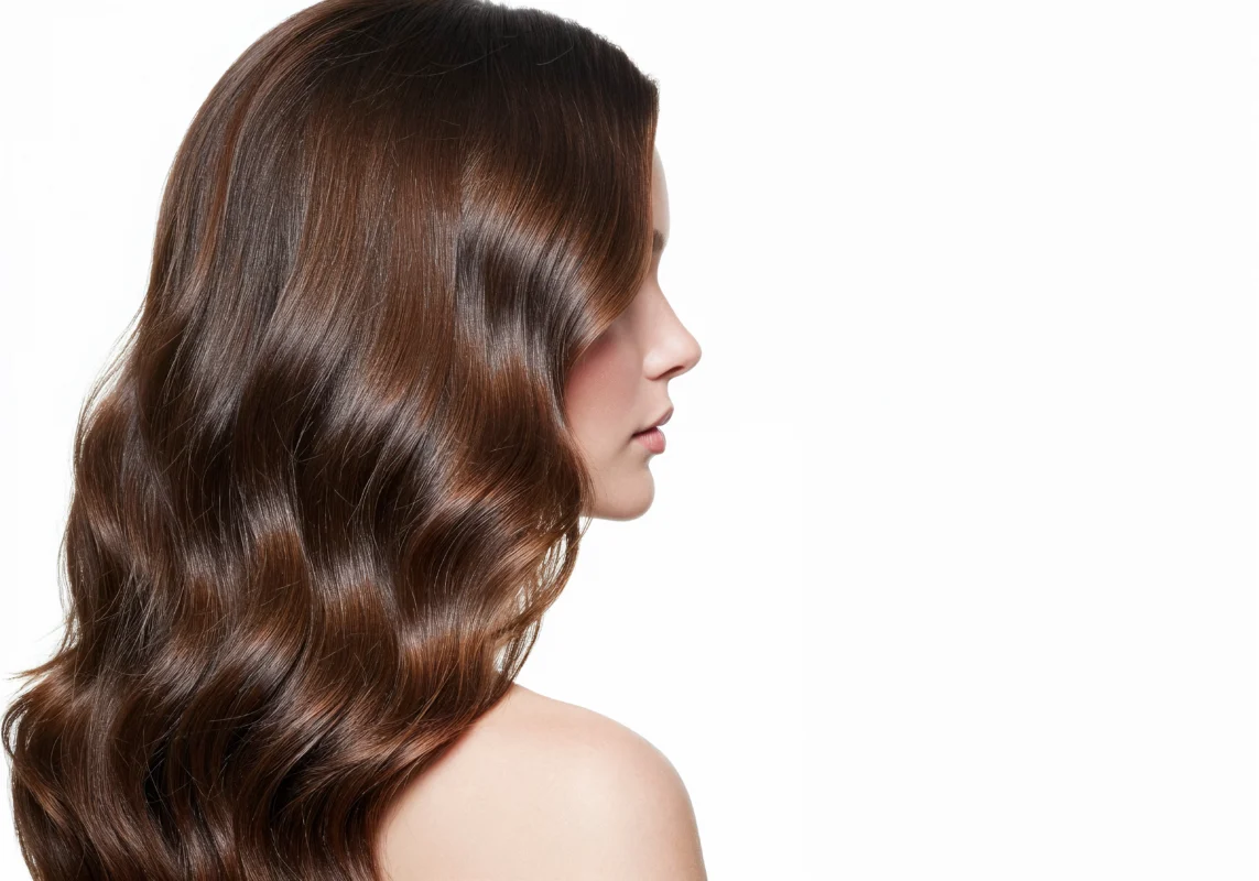 best hair spa singapore, woman with flowing brunette hair.